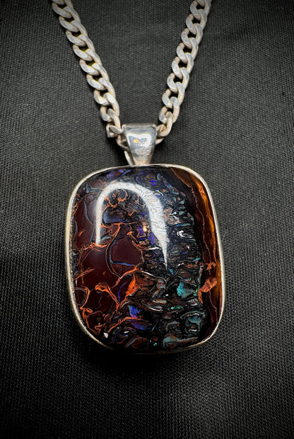 Boulder Opal Pendant 925 Silver