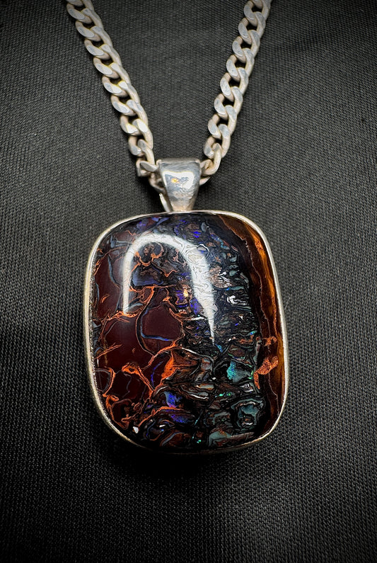 Boulder Opal Pendant 925 Silver