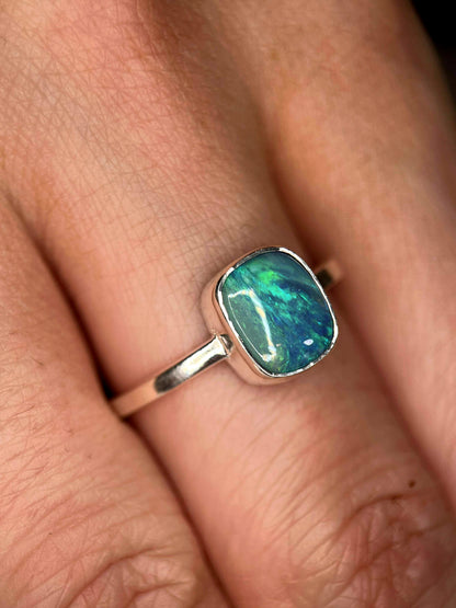 Ocean Blue Opal Doublet Ring