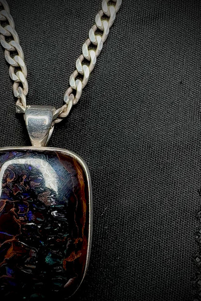 Boulder Opal Pendant 925 Silver