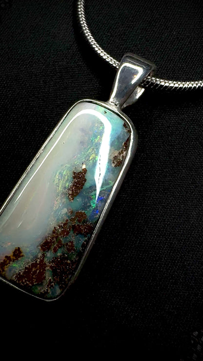 Winton Boulder Opal Crystal Face 925 Silver